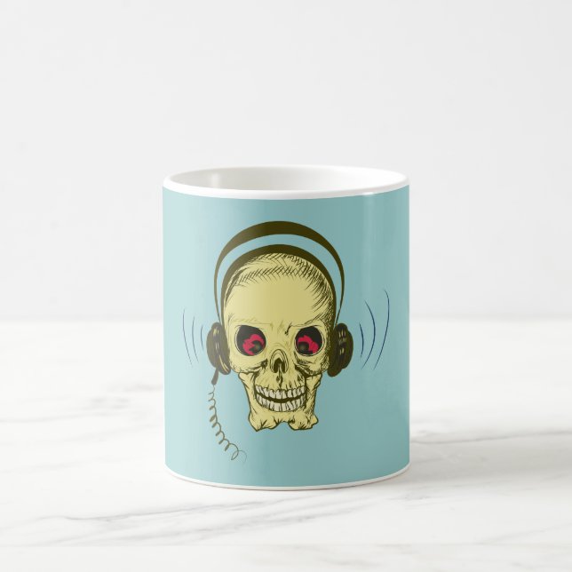 Taza De Café Cráneo calavera auricular skull earphones (Centro)