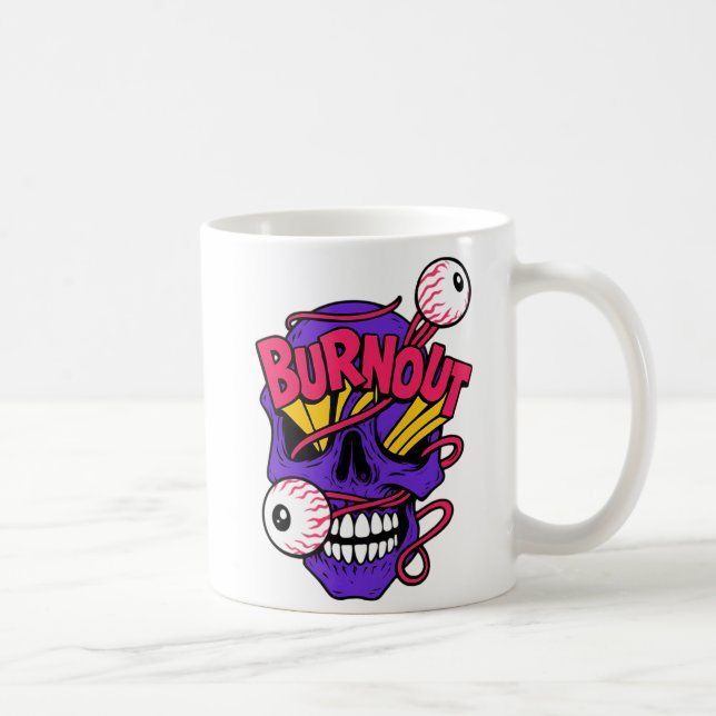 Taza De Café Cráneo de arte con Burnout (Derecha)