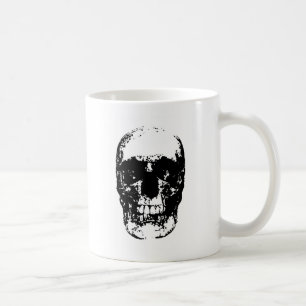 Taza De Café Cráneo de arte pop blanco y negro
