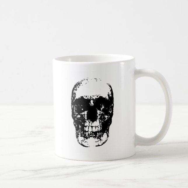 Taza De Café Cráneo de arte pop blanco y negro (Derecha)