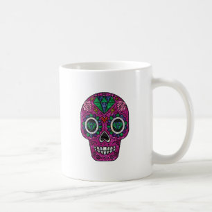 Taza De Café cráneo de azúcar purpurina rosa