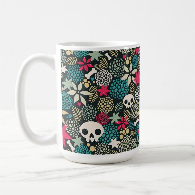 Taza De Café Cráneo de flores (Izquierda)
