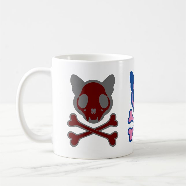 Taza De Café Cráneo de gato y cruces de personalizable (Izquierda)