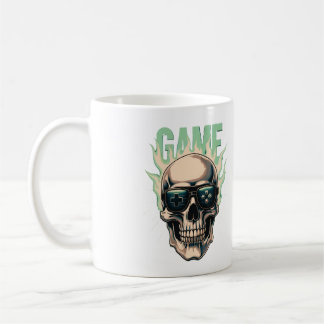 Taza De Café Cráneo de jugador en llamas: poder de juegos retro