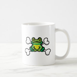 Taza De Café cráneo de rana espumosa y huesos cruzados