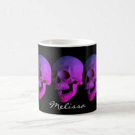 Taza De Café Cráneo de risa púrpura personalizado
