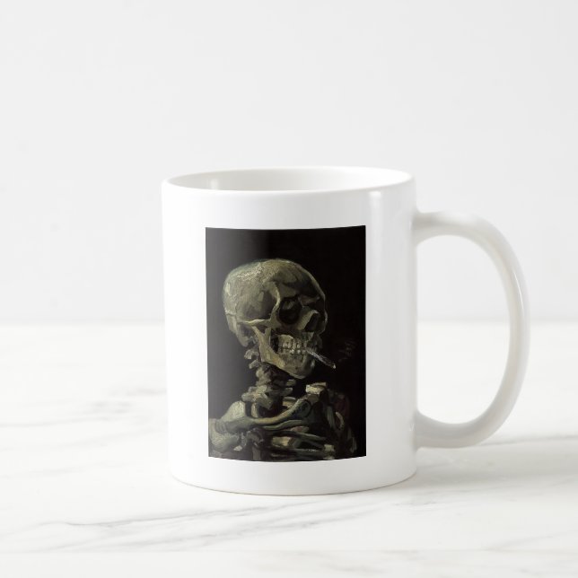 Taza De Café Cráneo de un esqueleto con el cigarrillo ardiente (Derecha)