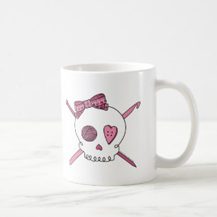 Taza De Café Cráneo del arte (rosa)