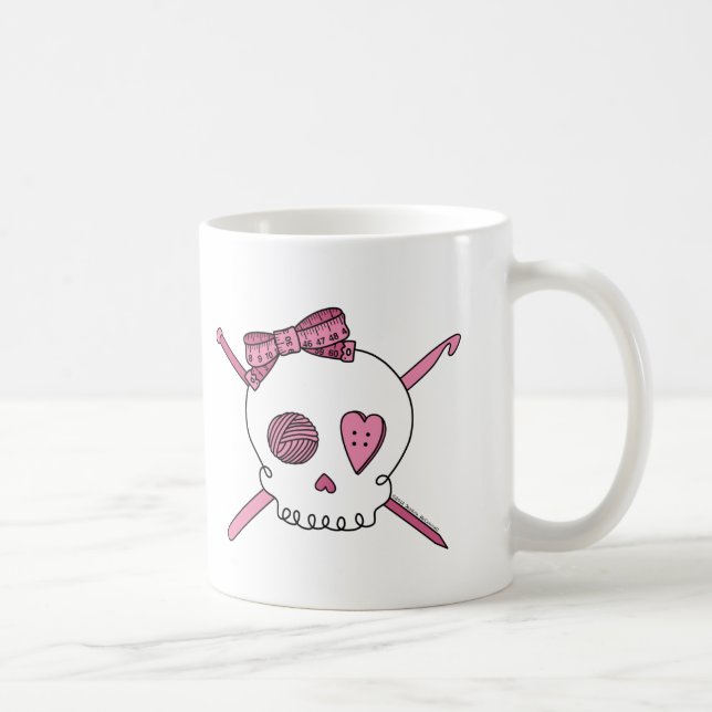 Taza De Café Cráneo del arte (rosa) (Derecha)