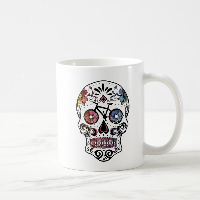 Taza De Café Cráneo del azúcar de la acuarela con las piezas de (Derecha)