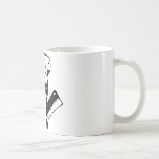 Taza De Café Cráneo del cocinero (B&W) (Derecha)