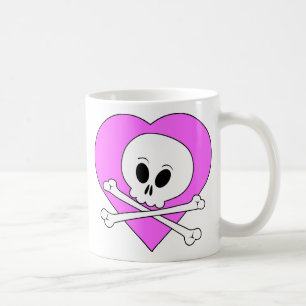 Taza De Café Cráneo del corazón rosado
