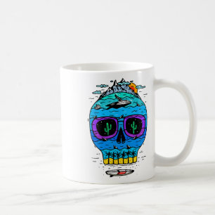 Taza De Café Cráneo Divertido Vacaciones de Surf en Paraíso Tro