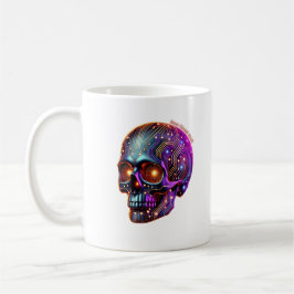 Taza De Café Cráneo en el circuito de Neon de Halloween