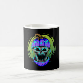 Taza De Café cráneo espeluznante dentro de la calabaza zombie r