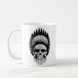 Taza De Café Cráneo Indio Blanco y Negro