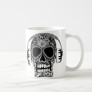 Taza De Café Cráneo musical con audífono de azúcar