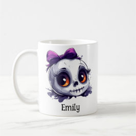 Taza De Café Cráneo personalizado personalizado con Bow Hallowe