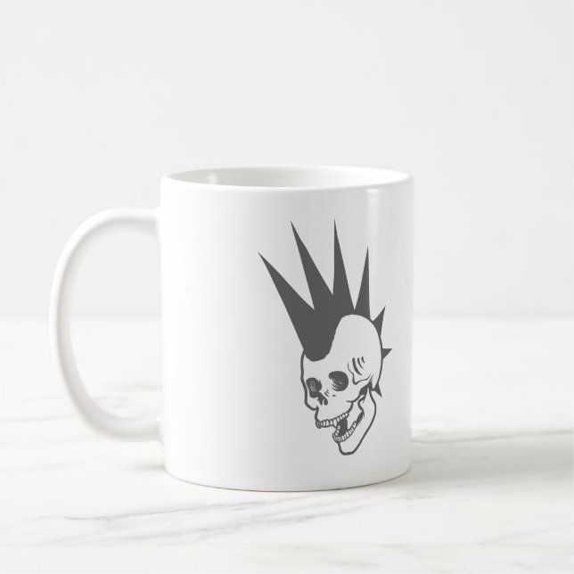Taza De Café Cráneo Punk personalizable (Izquierda)