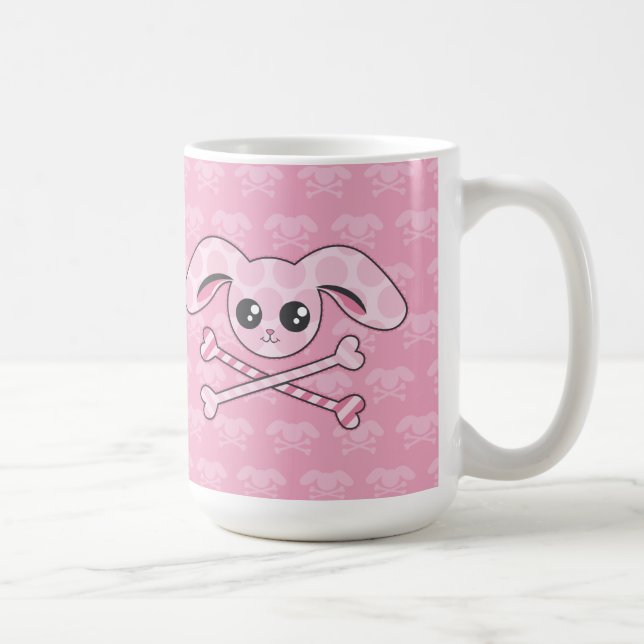 Taza De Café Cráneo rosado del conejito de Kawaii (Derecha)