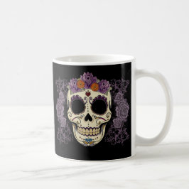Taza De Café Cráneo y rosas del vintage