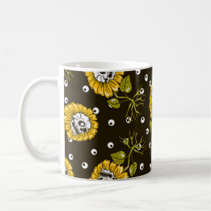 Taza De Café Cránulos de girasol: Patrón único sin foco.