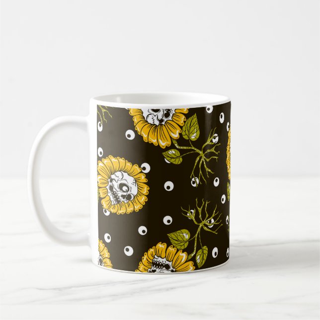 Taza De Café Cránulos de girasol: Patrón único sin foco. (Izquierda)