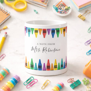 Taza De Café Crayón Arcoíris de Agradecimiento a los Maestros
