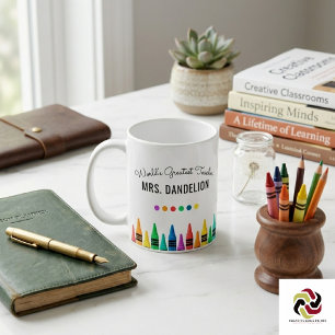 Taza De Café Crayones de Arcoíris Café del Mejor Profesor del M