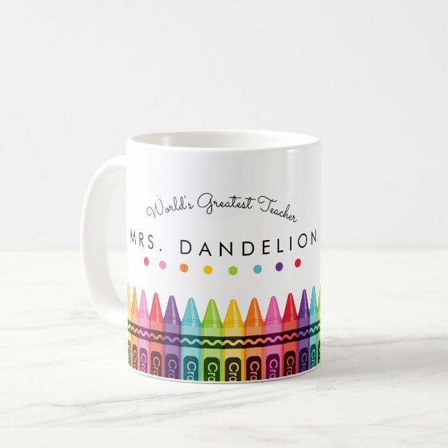 Taza De Café Crayones de arcoiris: el mejor café para profesore (Anverso izquierdo)