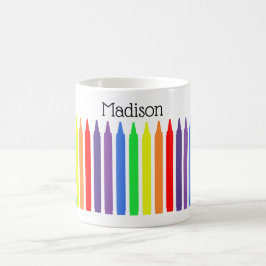 Taza De Café Crayones de cera en colores de arcoiris divertidos
