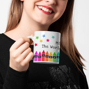 Taza De Café Crayons & Stars La mejor aplicación de agradecimie
