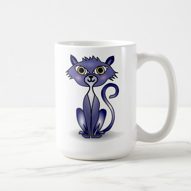 Taza De Café Crazy Blue Cat Classic Mug (Derecha)