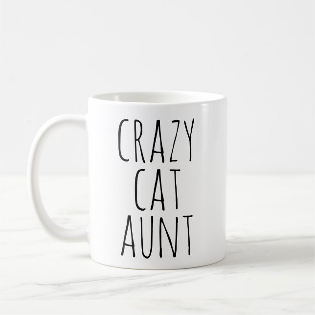 Taza De Café Crazy Cat Aunt Text Design (Izquierda)
