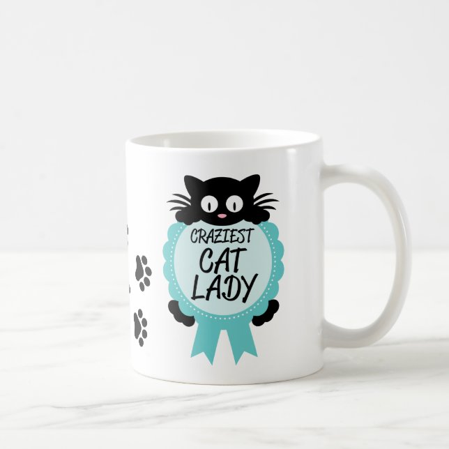 Taza De Café Crazy Cat Lady Craziest Award Paw Imprimir regalo  (Derecha)