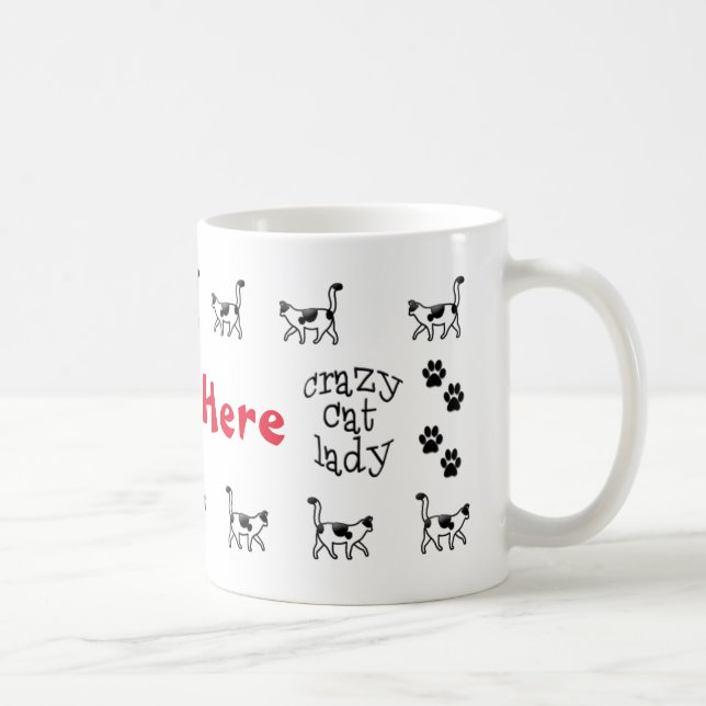 Taza De Café Crazy Cat Lady Personalizada Mug Cup (Derecha)