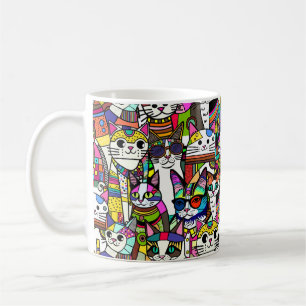 Taza De Café Crazy Clowder de gatos, regalo colorido