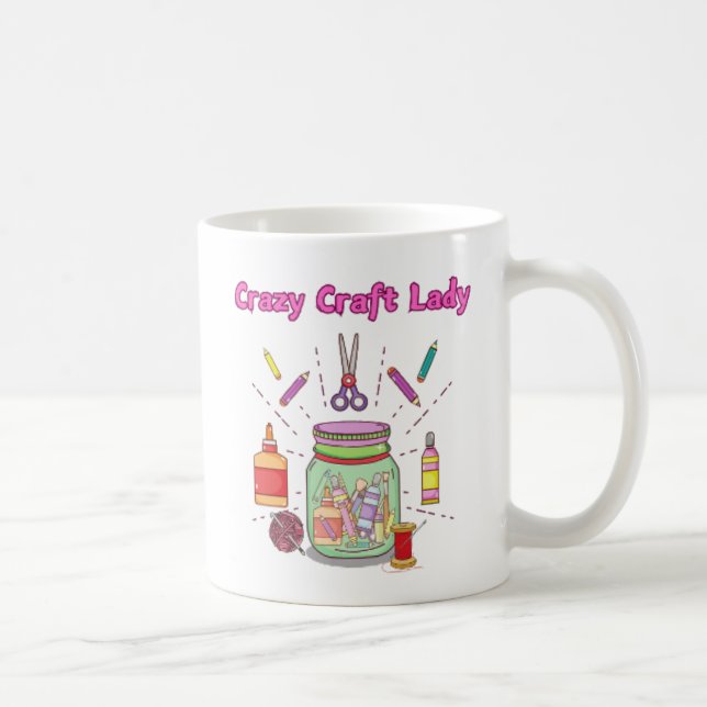 Taza De Café Crazy Craft Lady Mug, cafetera para ella, regalo, (Derecha)