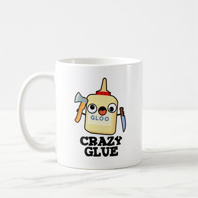 Taza De Café Crazy Glue Funny Super Glue Pun (Izquierda)