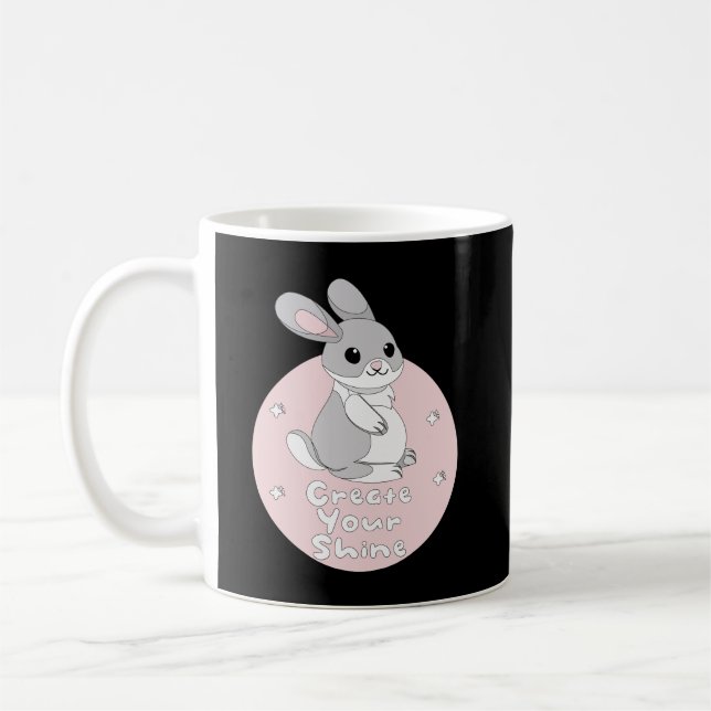 Taza De Café Crea tu brillo Kawaii Funny Bunny Pink (Izquierda)