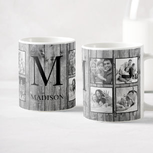 Taza De Café Crea tu Collage de fotos Personalizado Rustic Farm