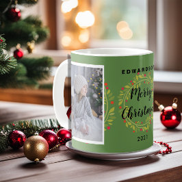 Taza De Café Crea tu propia foto de la familia Feliz Navidad