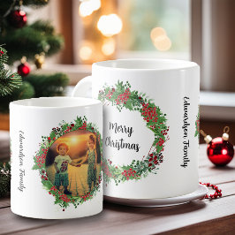 Taza De Café Crea tu propia foto de la familia Feliz Navidad