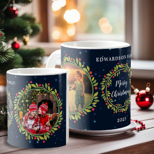 Taza De Café Crea tu propia foto familiar de Feliz Navidad