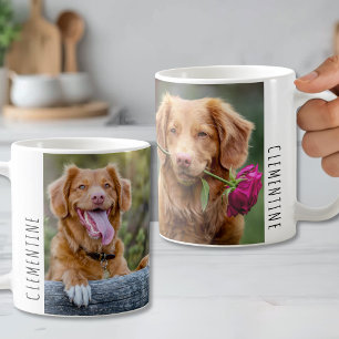 Taza De Café Crea tu propia mascota con 2 fotos y texto