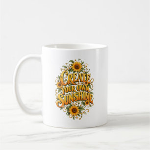Taza De Café Crea Tu Propia Tipografía Floral de Sol