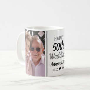 Taza De Café Crea tu propio 2 foto 50 aniversario Boda