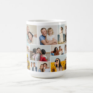 Taza De Café Crea tu propio collage de 12 fotos