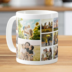 Taza De Café Crea tu propio collage de 16 fotos personalizadas