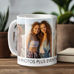 Taza De Café Crea tu propio collage de 4 fotos - Moderno, Minim